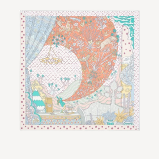 Hermes Le Premier Chant 90 絲巾 杏黃色 天藍色 綠色