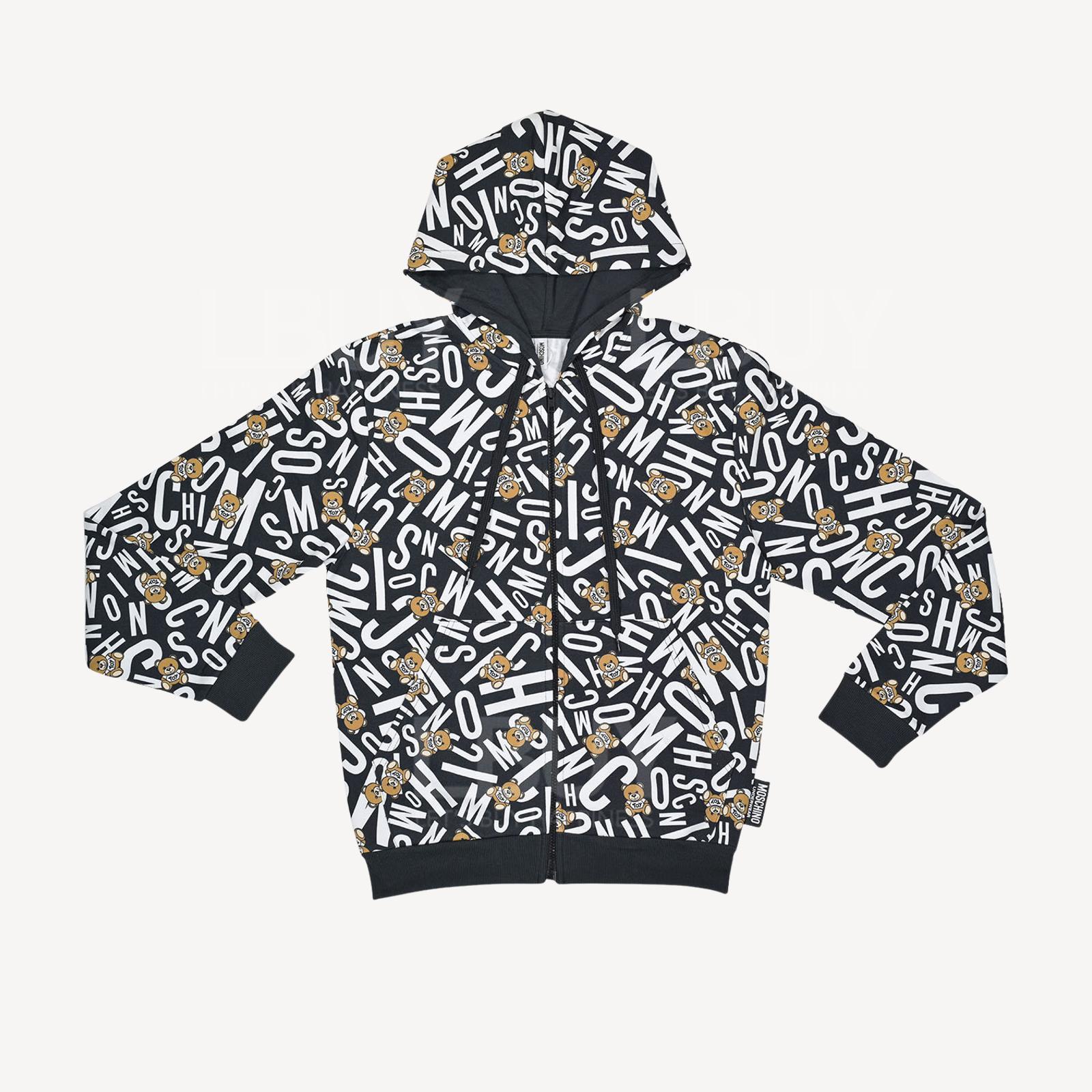 Moschino Underwear 泰迪熊 白色Logo 衛衣外套 黑色