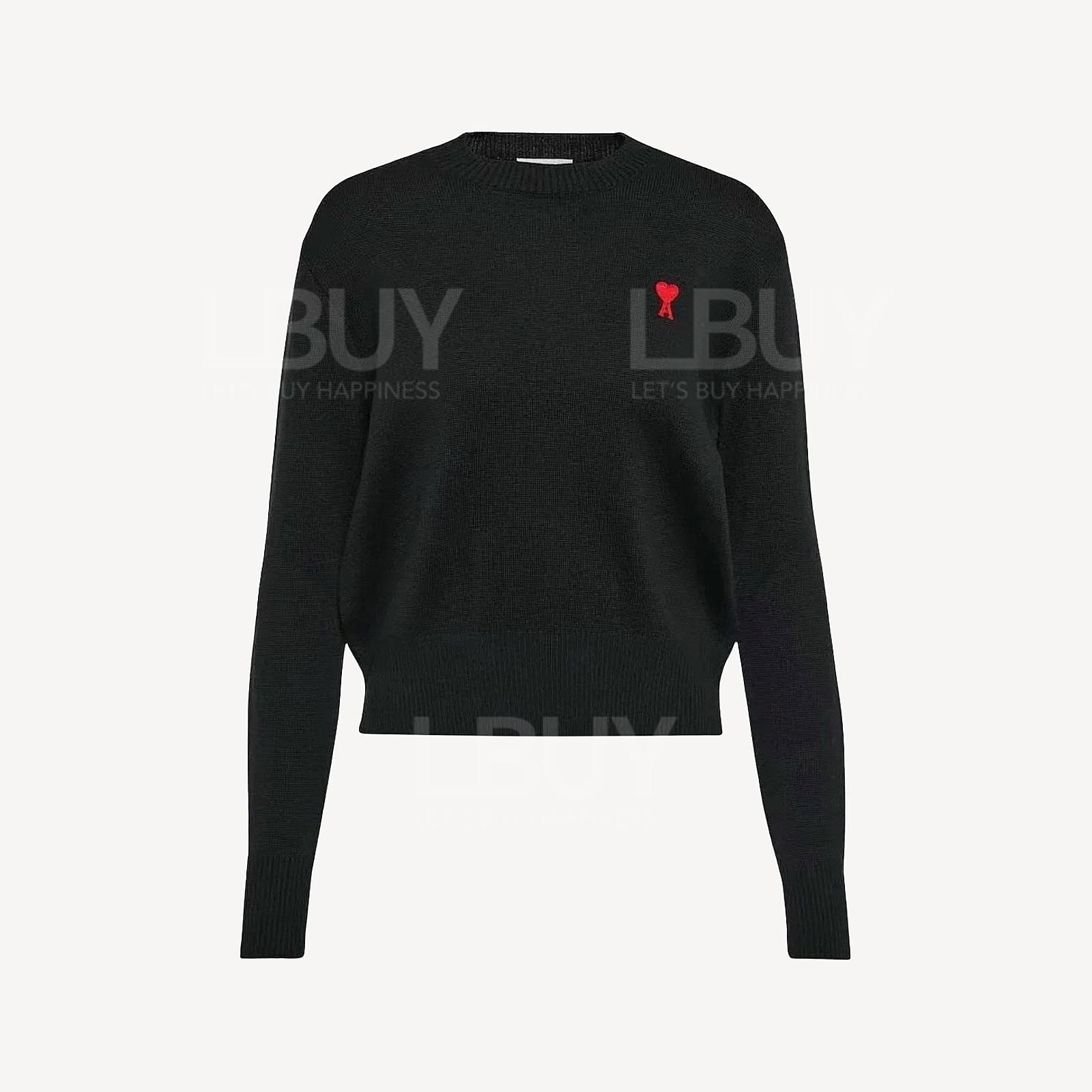 Ami 女装黑色羊毛针织上衣