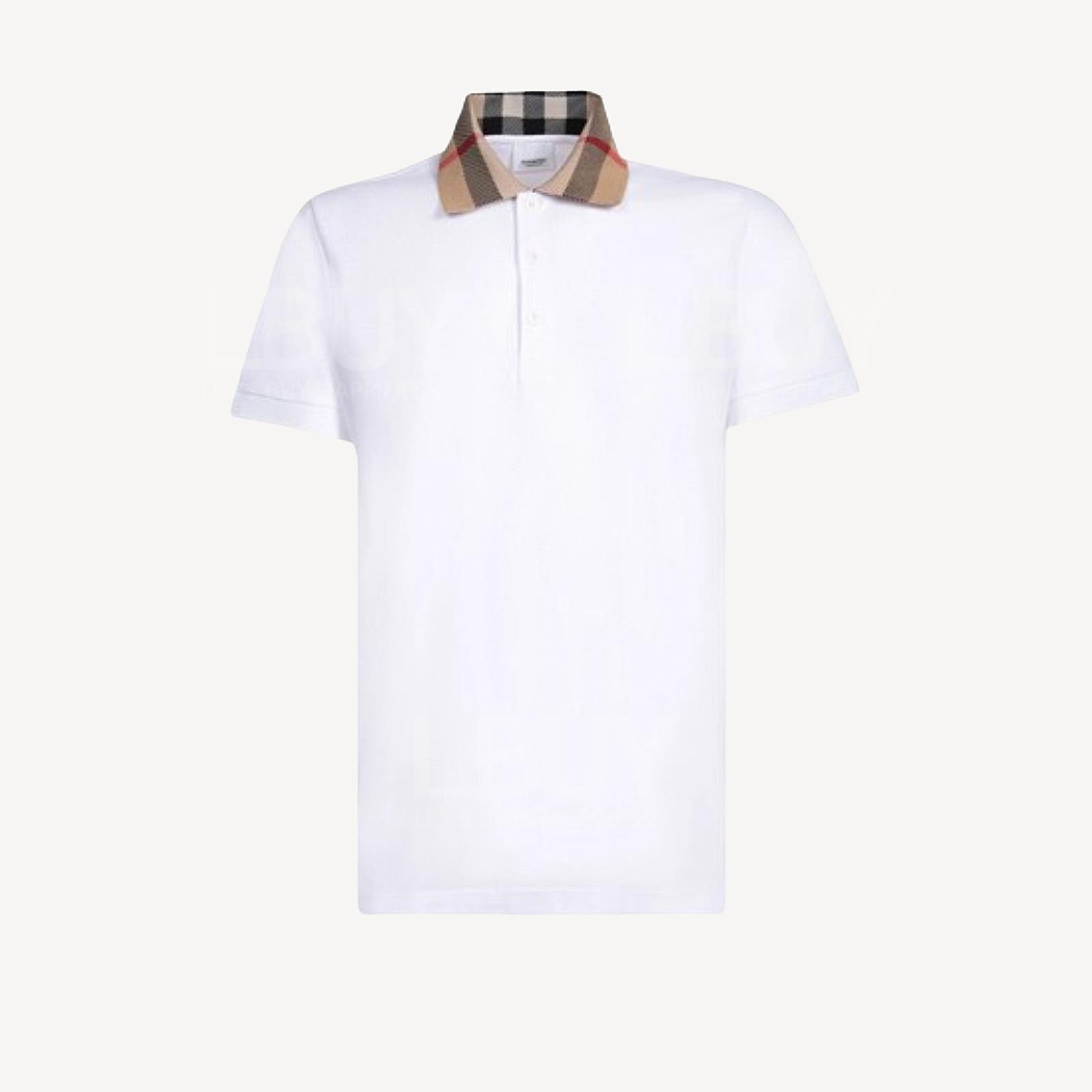 Burberry 领口格纹 白色 Polo Shirt
