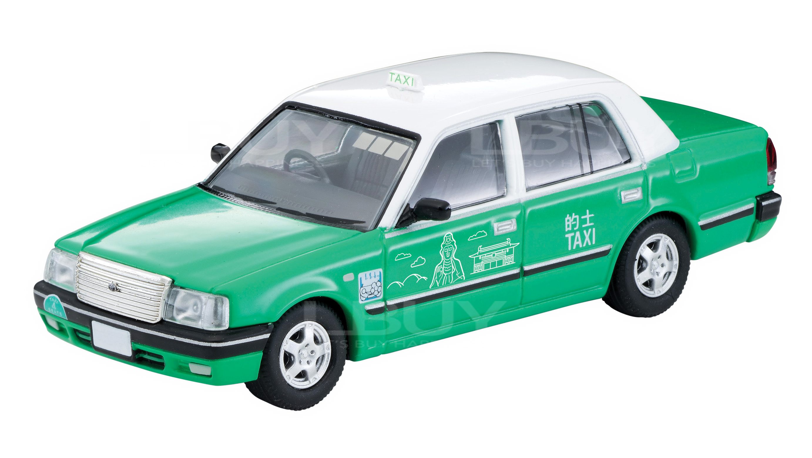 豐田皇冠Comfort香港的士 綠色(新界的士) 隨車附送獨立編號珍藏紀念咭 (慈山寺觀音)