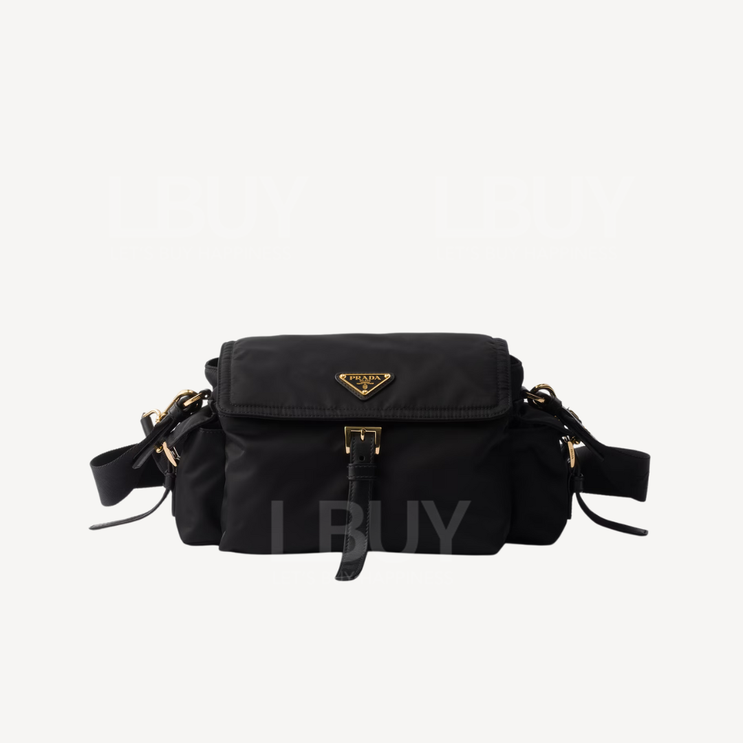 Prada Explore 中號Re-nylon 肩背袋黑色