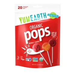 YumEarth Organic Fruit Lollipops 4 Flavors (Pomegranate Pucker,Perfectly Peach,Strawberry Smash,Very Very Cherry) (20pops)
