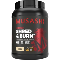 Musashi Shred & Burn 蛋白粉 - 云呢拿奶昔 900g（减脂塑形）