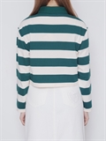  Stripe Polo Collar Sweatshirt