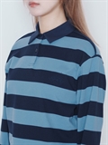  Stripe Polo Collar Sweatshirt