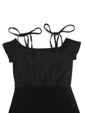  Lace Up Asymmetric Dress