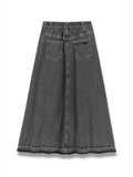 Washed Pleated Denim Skirt 