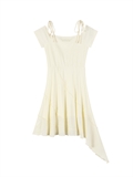  Lace Up Asymmetric Dress