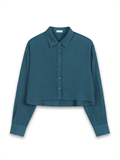 Texture Cropped Shirt With Back Slit 