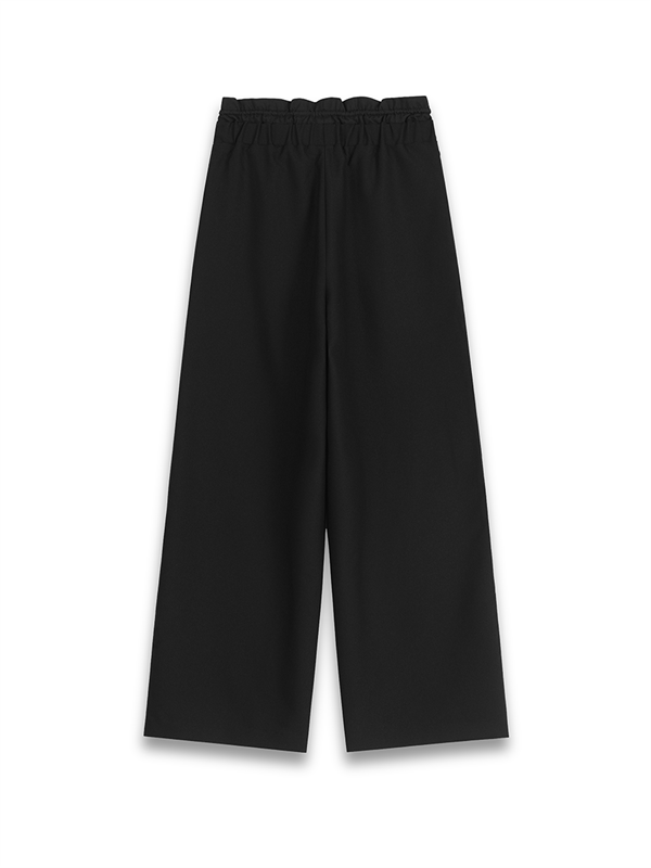 Ruffle Waistband Wide Leg Pants 