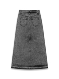  Washed Maxi Denim Skirt