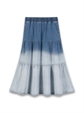 Denim Gradient Tiered Skirt 