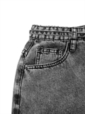  Washed Maxi Denim Skirt