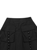  Eyelet Trims Pockets Pleated Skirts