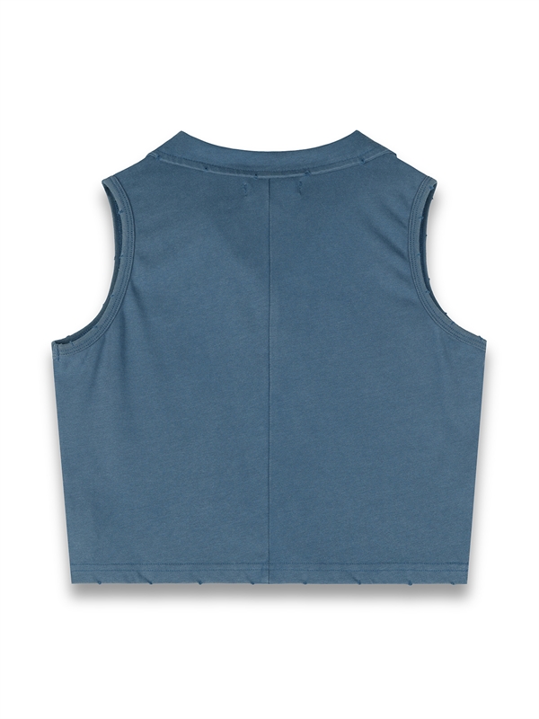 Wash Effect Polo Neck Vest