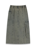  Denim Pockets Long Skirt
