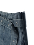  Pleated Denim Skirt With Belt