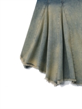 Washed Denim Pleated Skirt
