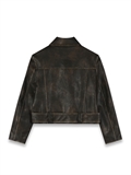  Wash PU Leather Biker Jacket