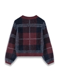  Tartan Pattern Furry Knit Cardigan