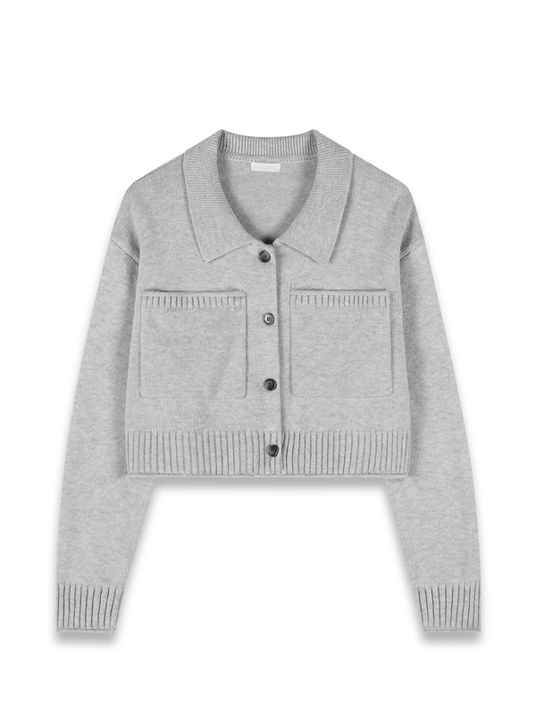 Button Down Cropped Cardigan 