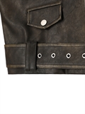  Wash PU Leather Biker Jacket