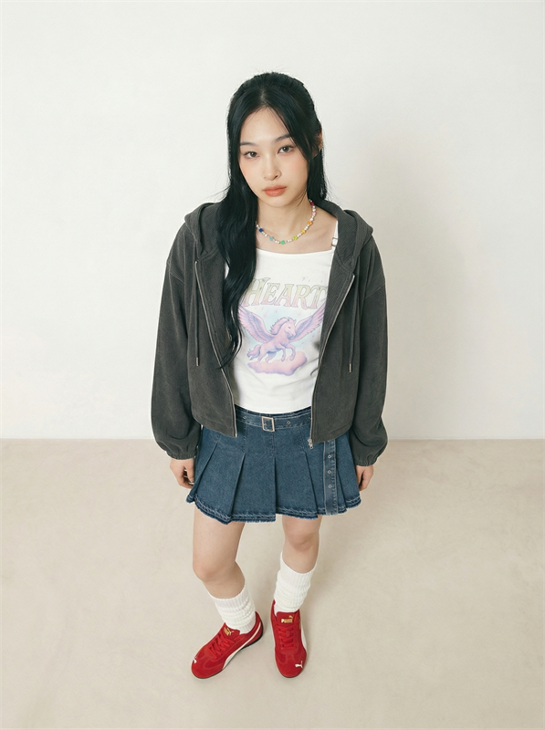 Hooded Zipper Knit Jacket