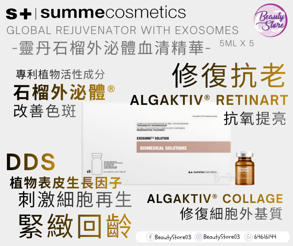 西班牙 Summe Cosmetics  Global Rejuvenator With Exosomes 靈丹石榴外泌體血清 5ml x 5