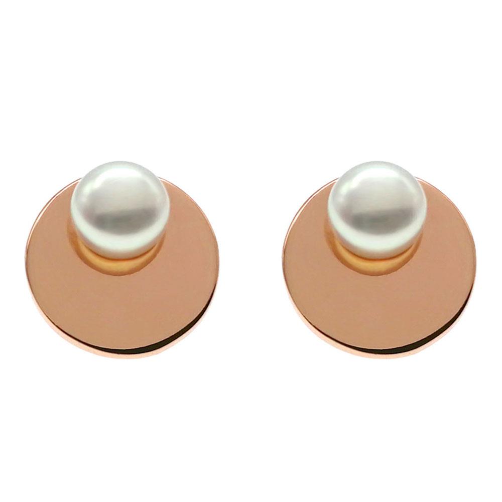 Moon In The Mirror-Gold plated 925 silver with Cultured fresh water pearl earring