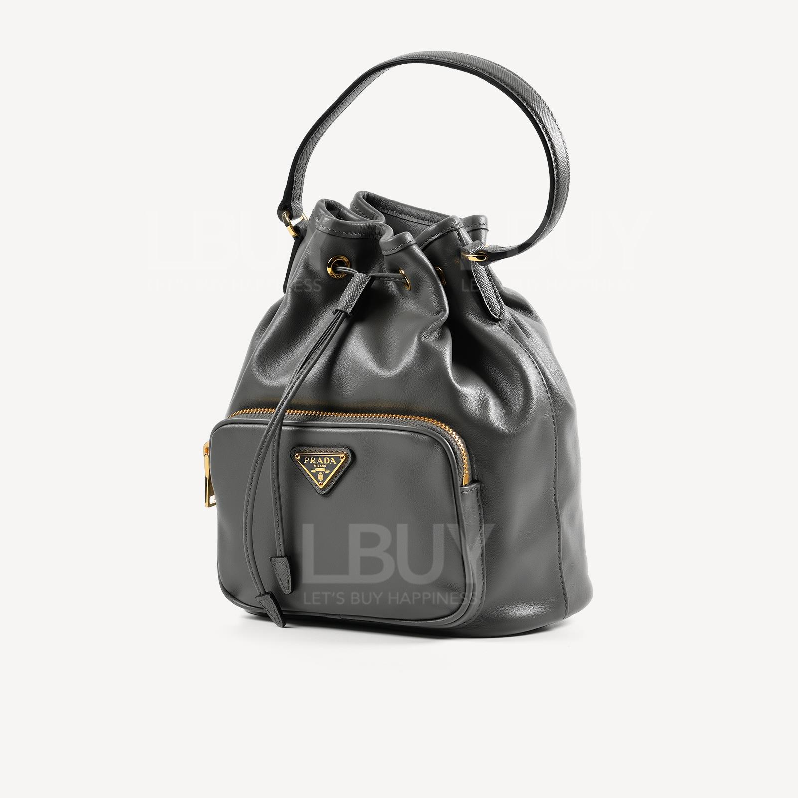 Prada Light Calf and Saff 三角形標誌 皮革灰色 斜揹袋 手挽袋