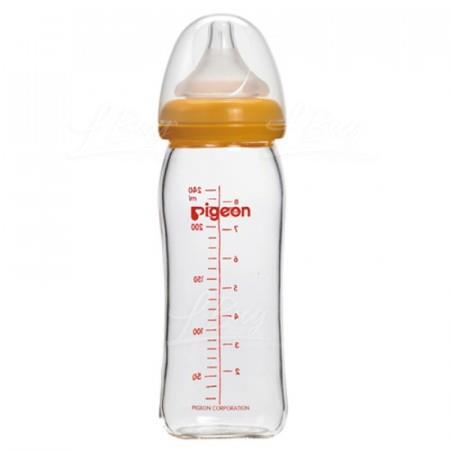 贝亲母乳实感(宽口)玻璃耐热奶瓶-黄 240ML