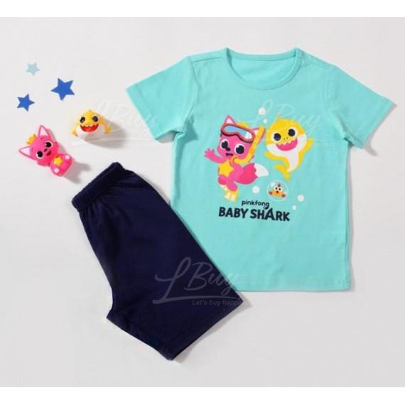 Baby shark 湖水绿套装 (尺码: 90-120)