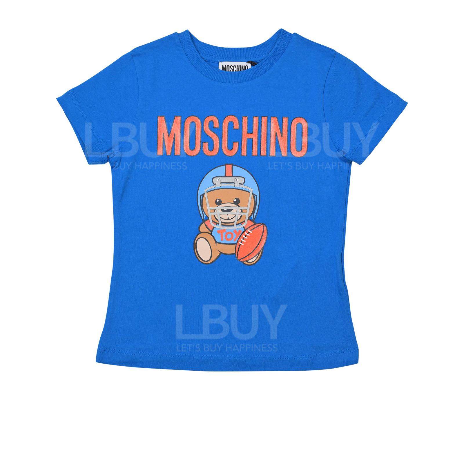 Moschino Kids Rugby Teddy Bear Short Sleeve T-Shirt Blue