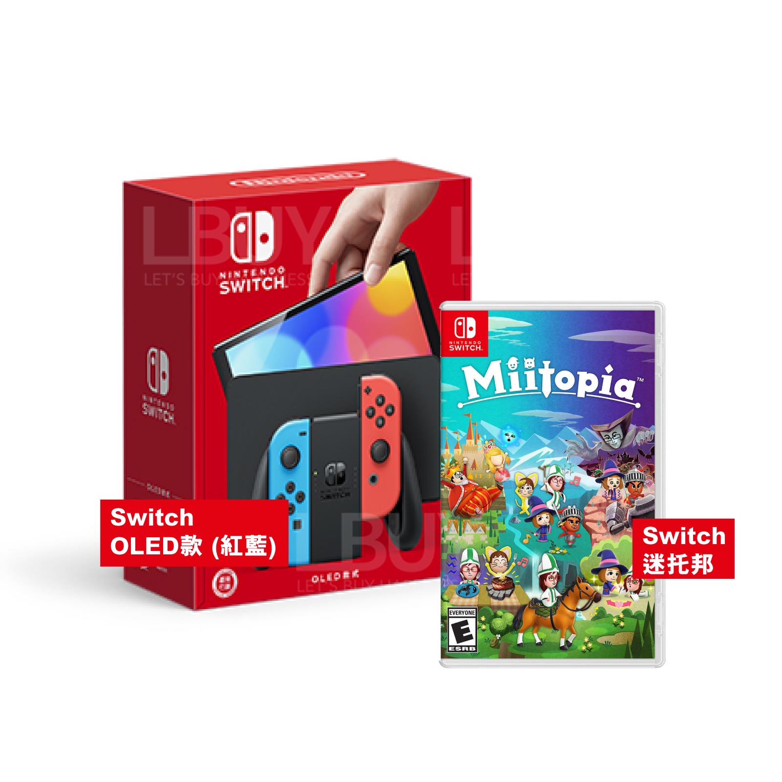 Nintendo Switch (OLED model) neon set with Miitopia Collection