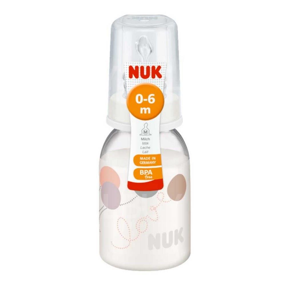 Nuk 110ml 印花PP奶瓶 硅胶奶咀1号中孔 0-6 个月