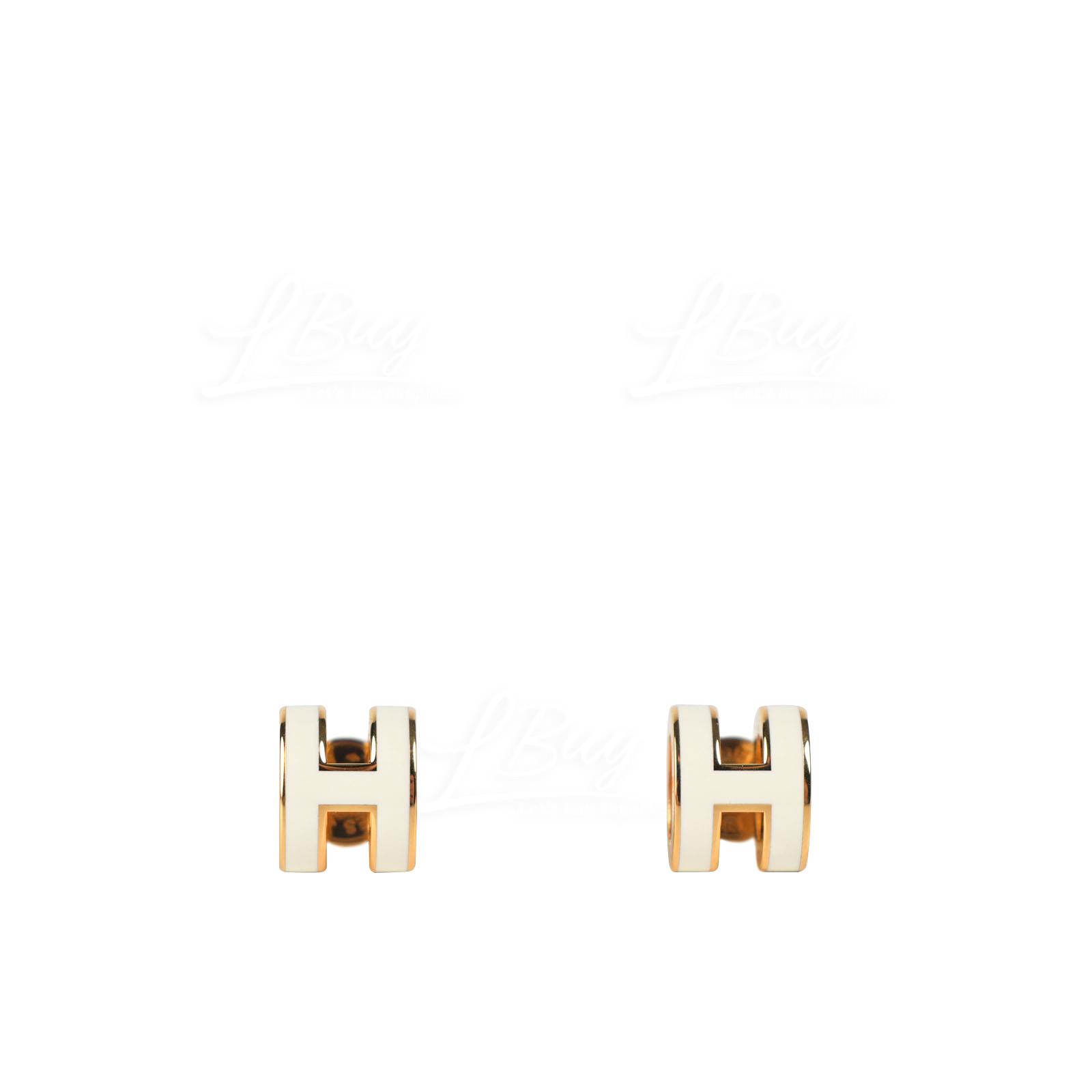 Hermes Mini Pop H Earrings 耳環 白色配金色