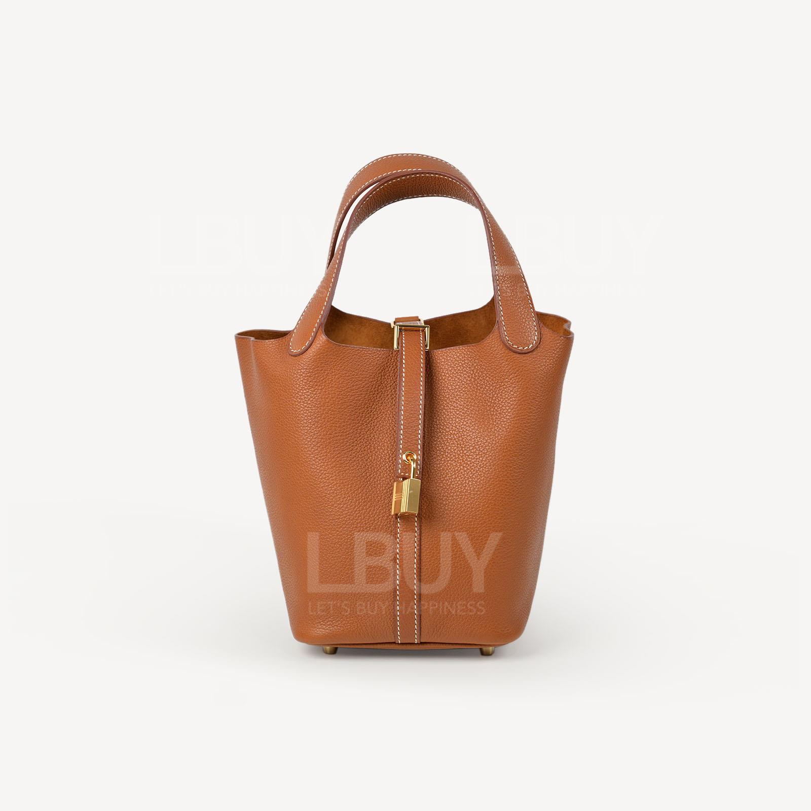 Hermes Picotin Lock 18 Bag 手挽袋 原色马鞍皮 金扣