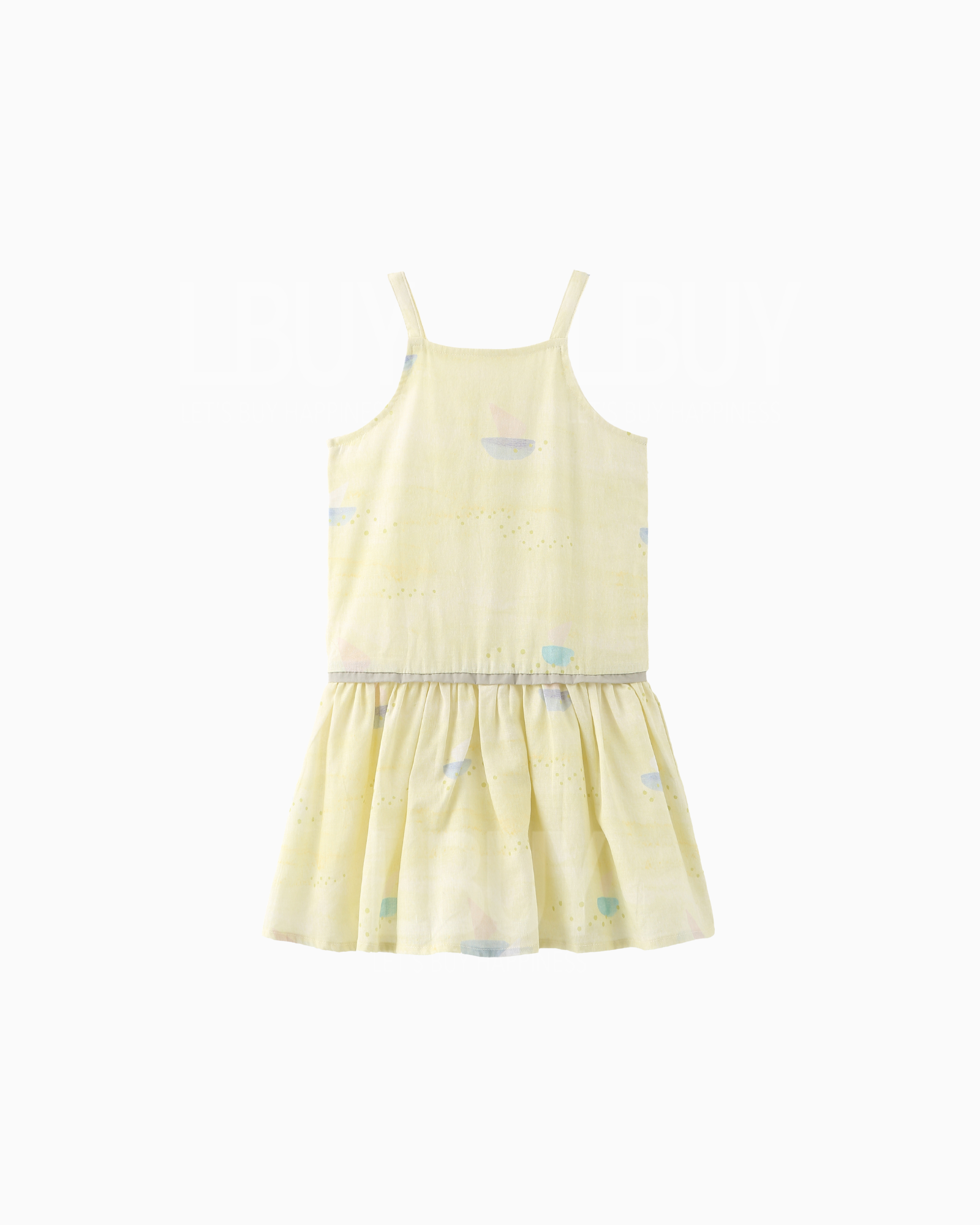 Paper-cut Sailing Dress With Straps - Yellow Colour (Size: 130-140)