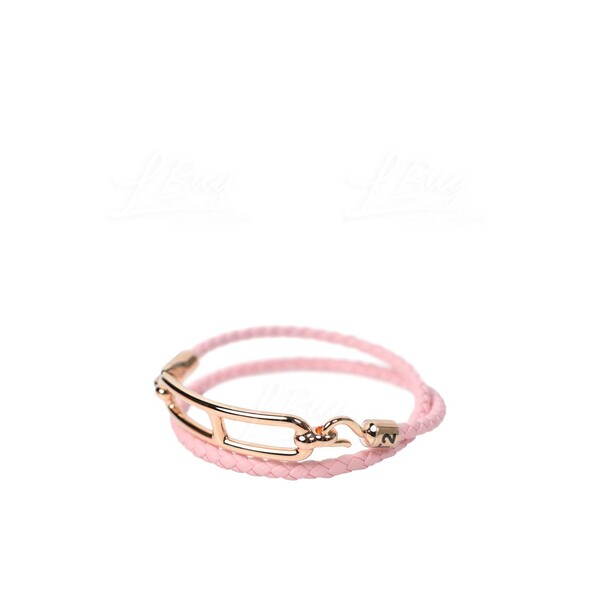 Hermès-Hermes Roulis Double Tour Bracelet Rose Sakura with