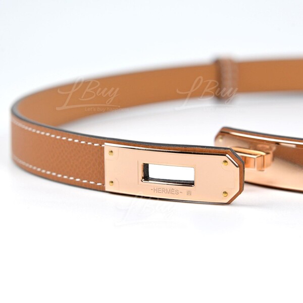 Hermès-Hermes Kelly 18 Belt Gold with Rose Gold Hardware