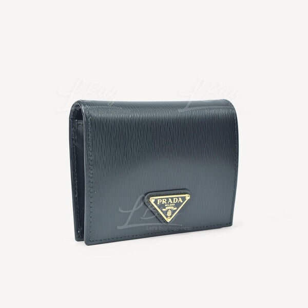 Prada-Prada Vitello Move Tr Triangle Logo Leather Black Wallet 1MV204