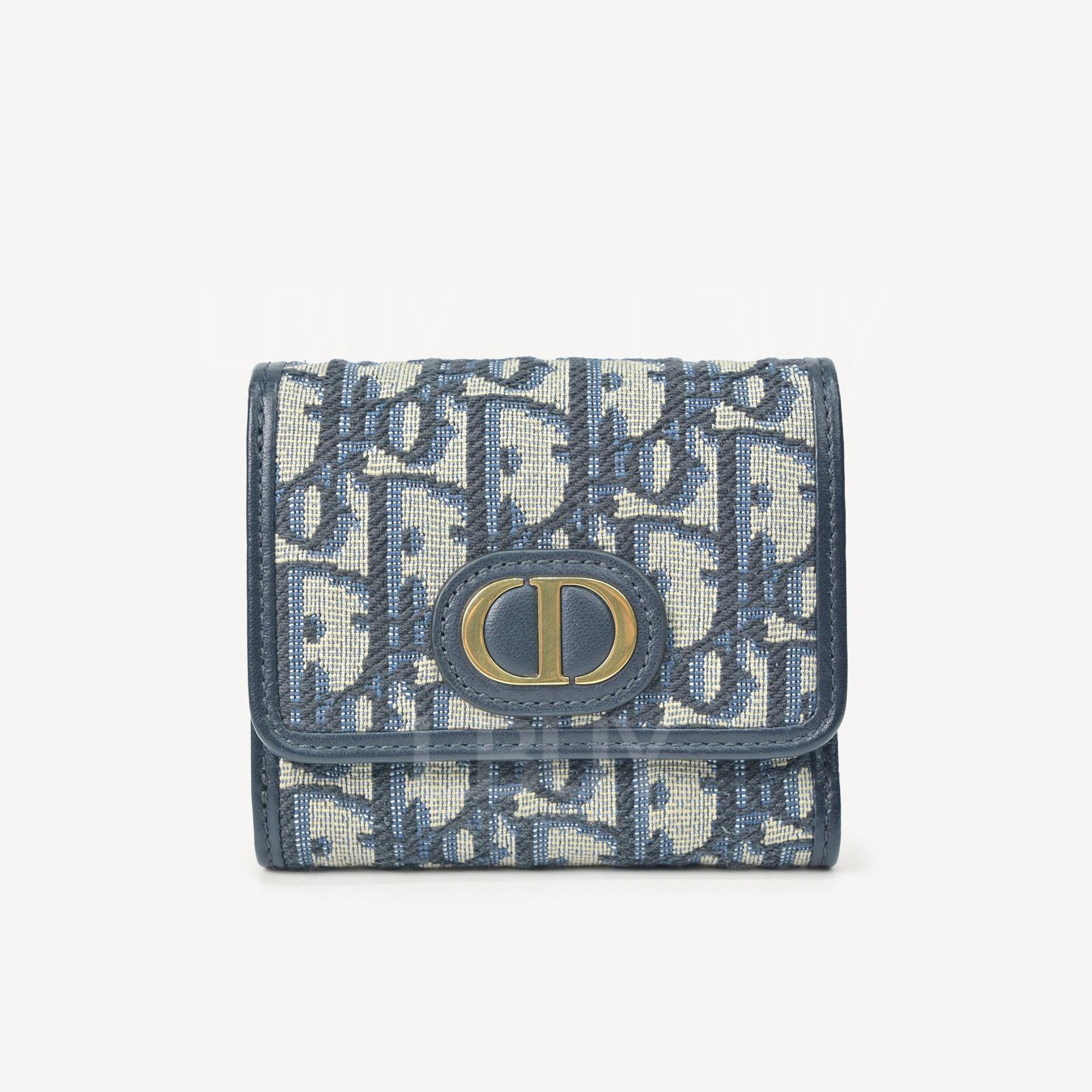 Dior 30 Montaigne Lotus Blue Oblique Jacquard Wallet