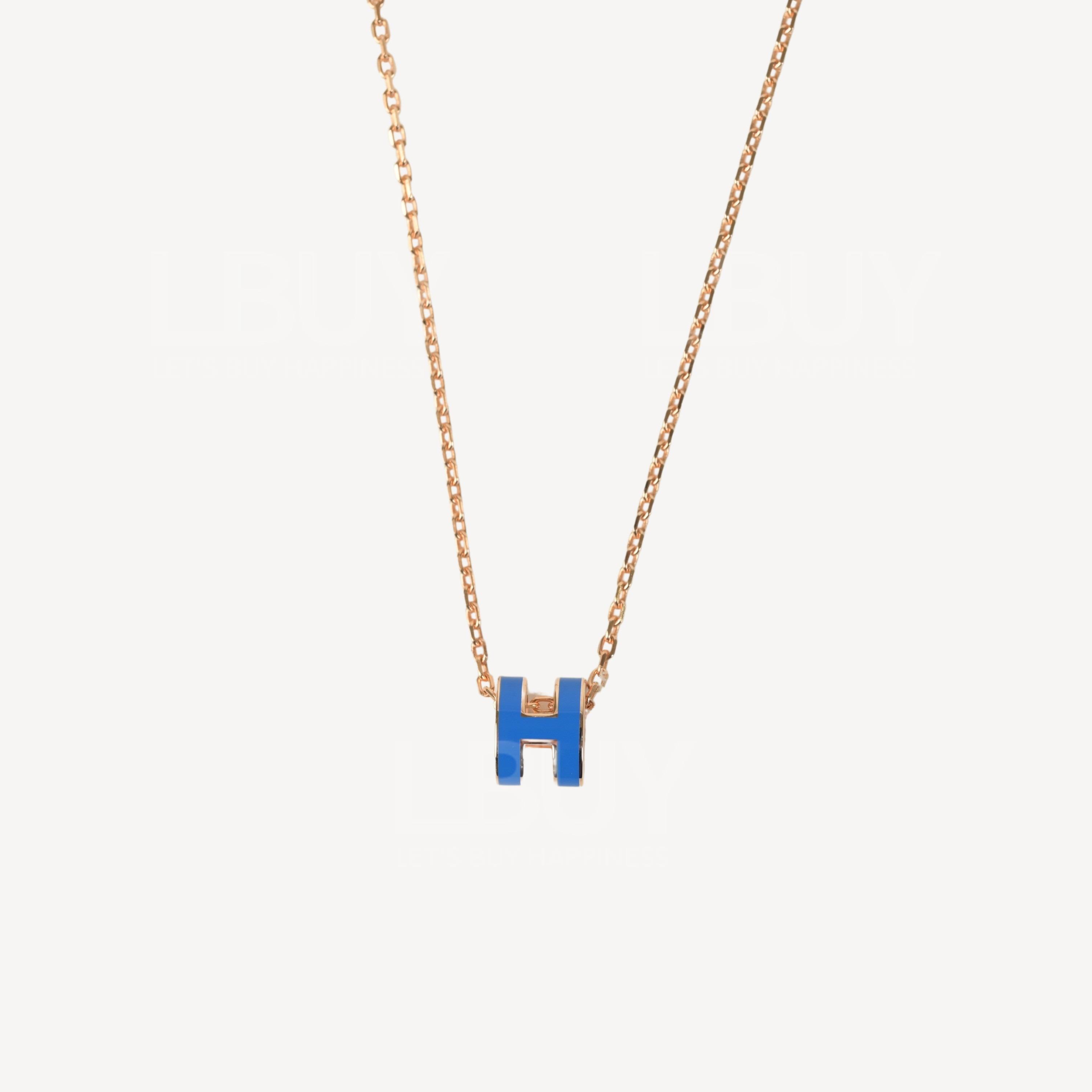Hermes Mini Pop H Necklace Bleu Sature with Rghw