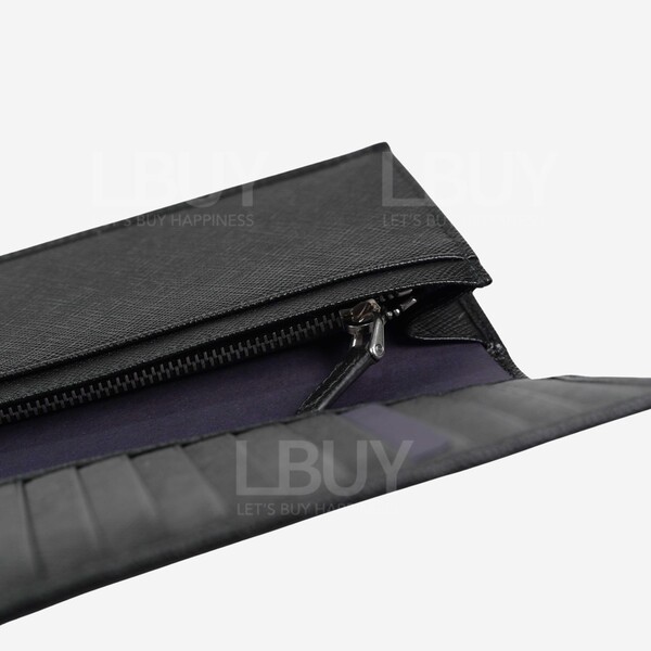 Prada-Prada Saffiano Triangle Logo Leather Card Slots Long