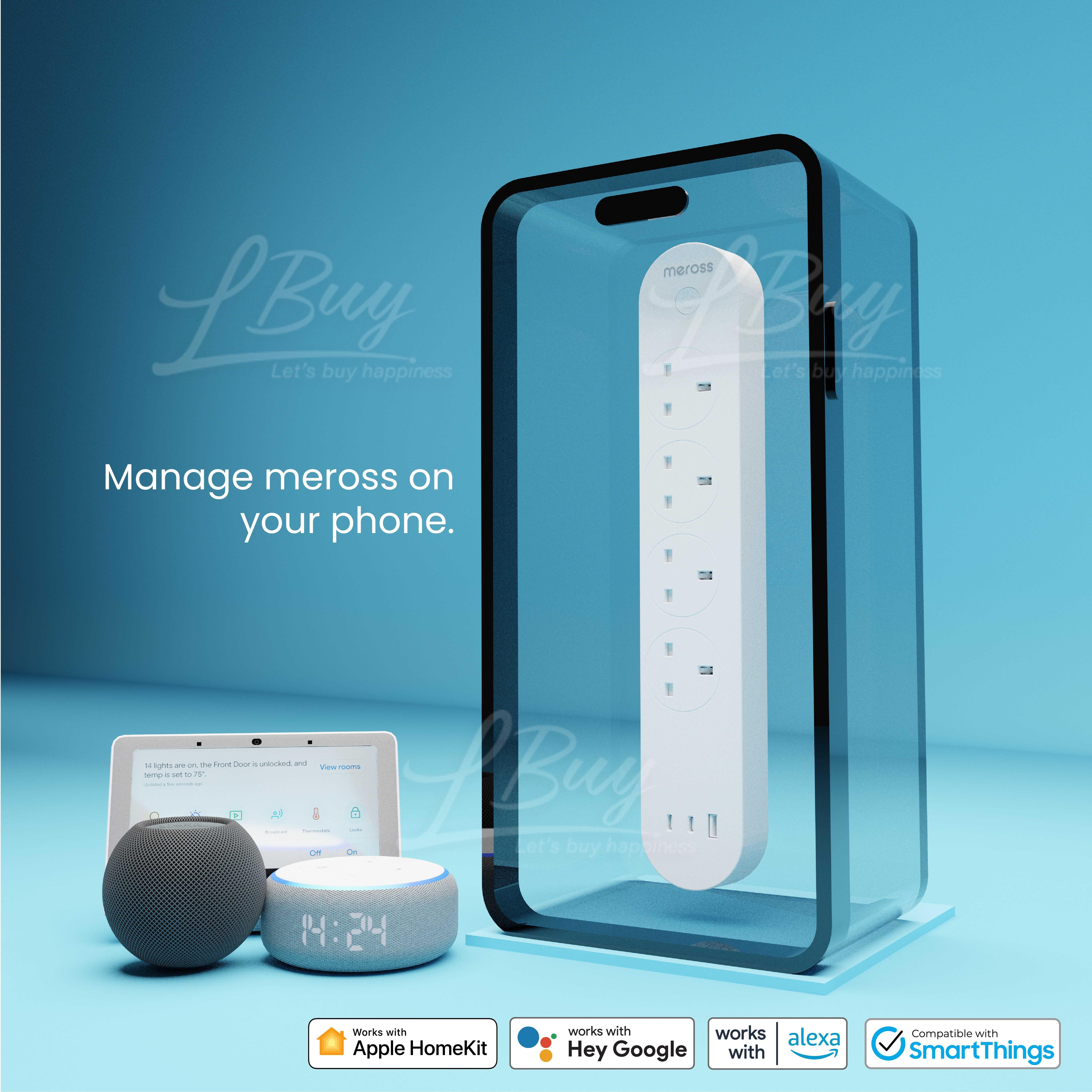 Meross Apple HomeKit GaN 65W 4位智能快速充電拖板 智能拖板  MSP843P