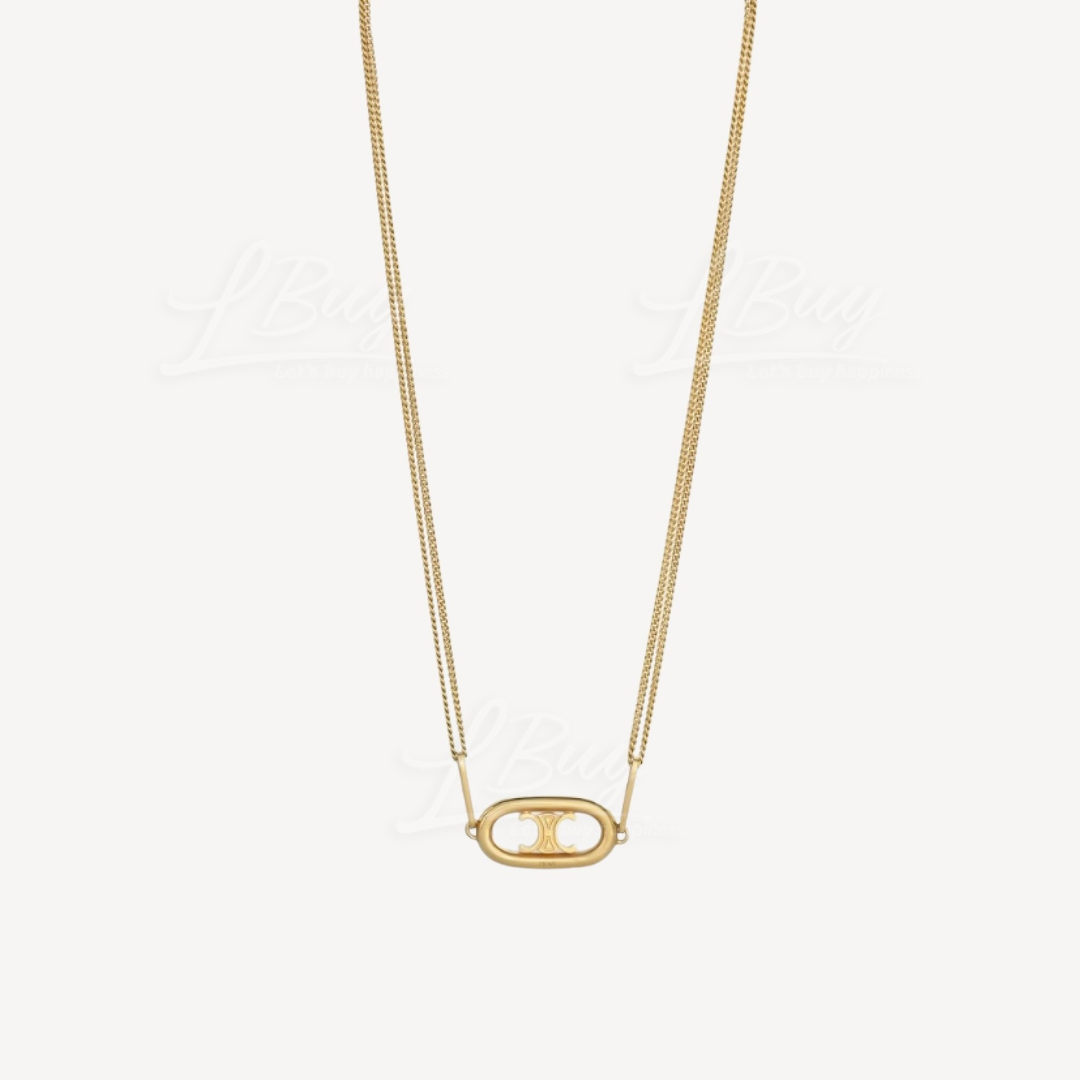 Celine Triomphe 凯旋门Logo 金色项链