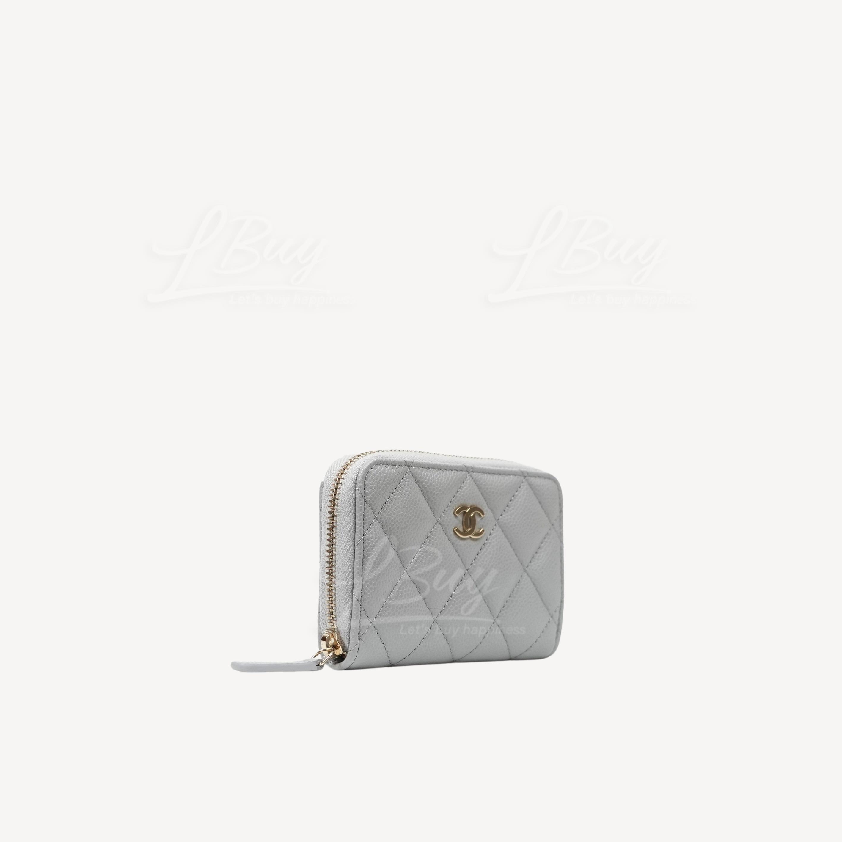 【人気/関税/送料込み】 Chanel Classic Zipped Card Holder Shi Classic zipped card holder - Grained shiny calfskin & gold