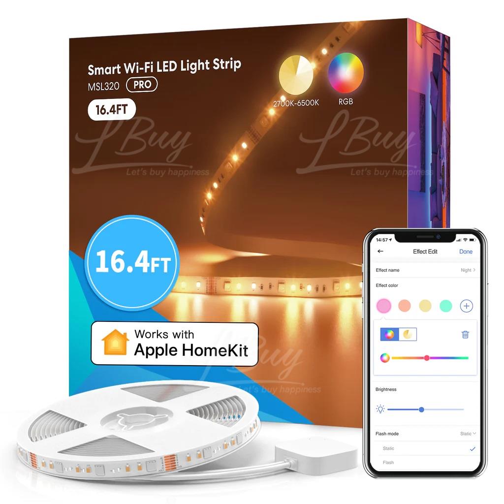 Meross 5米 RGBWW 暖光 冷光 彩光智能燈帶 適用於 Apple HomeKit MSL320C