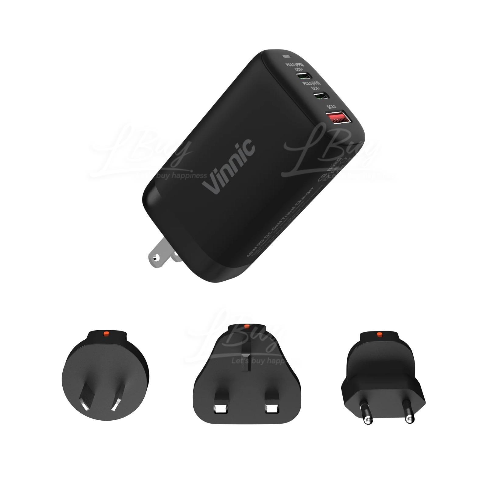 Vinnic GaNgapurna 65W PD QC GaN 可更换插头 旅行充电器